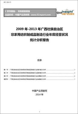 2009-2013年广西壮族自治区非家用纺织制成品制造行业经营状况分析年报