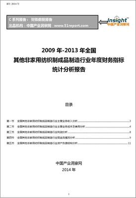 2009-2013年全国其他非家用纺织制成品制造行业财务指标分析年报